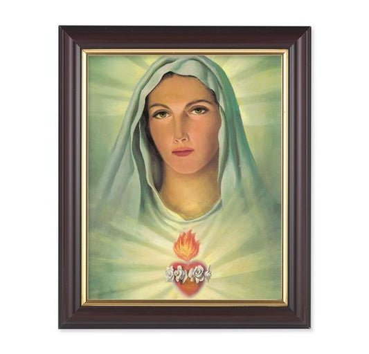Immaculate Heart of Mary, 10"x12", Classic Fluted Walnut Finished Frame, Italian Print Under Glass # 26240