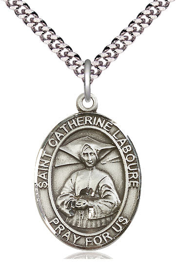 St. Catherine Laboure Medal, Sterling Silver, 3/4", 18" Chain, # 26265-sale