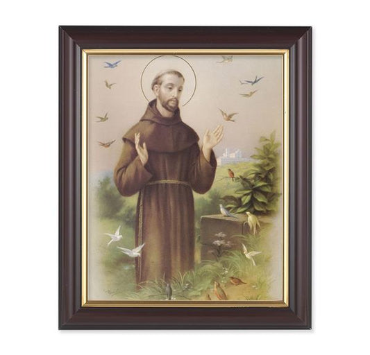 St. Francis of Assisi, 10"x12", Classic Fluted Walnut Finished Frame, Italian Print Under Glass # 26271