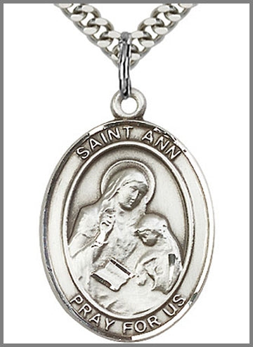 St. Ann Medal, Sterling Silver, 1"x3/4", Your Choice of Chain, # 26272
