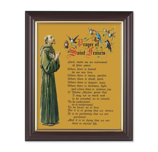 Prayer of St. Francis, 10"x12", Classic Fluted Walnut Finished Frame, Italian Print Under Glass # 26276