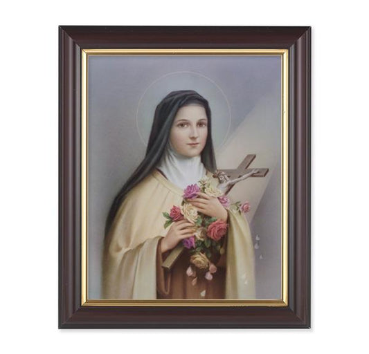St. Therese of Lisieux, 10"x12", Classic Fluted Walnut Finished Frame, Italian Print Under Glass # 26288