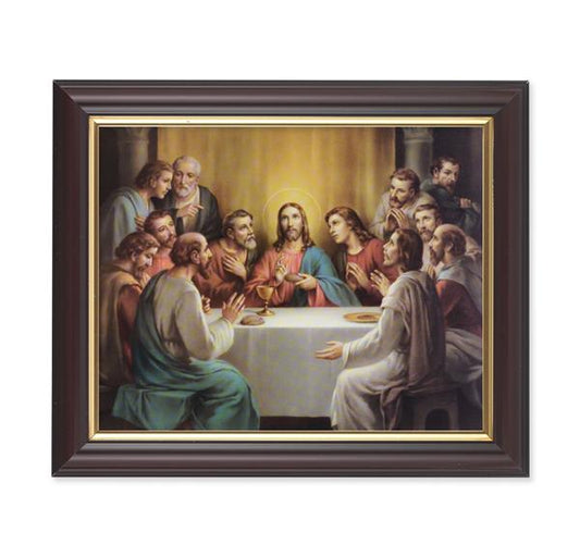Bonella: Last Supper, 10"x12", Classic Fluted Walnut Finished Frame, Italian Print Under Glass # 26297