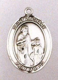 St. Zachary 1" Oval Medal, Sterling Silver, your choice of Chain, # 26301