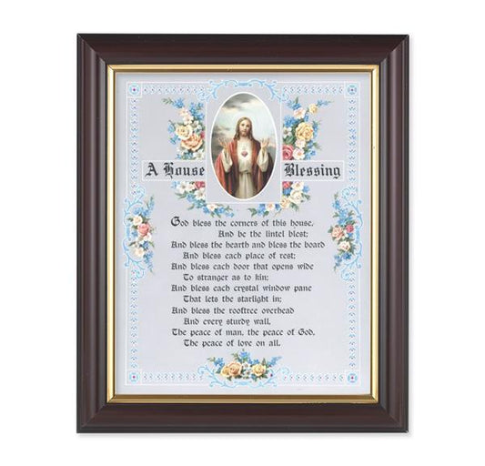 A House Blessing, 10"x12", Classic Fluted Walnut Finished Frame, Italian Print Under Glass # 26302