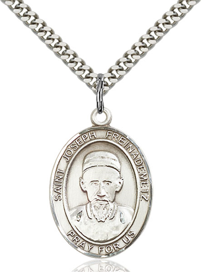 1"x3/4" Sterling Silver St. Joseph Freinademetz Medal, Your Choice of Chain, # 26303