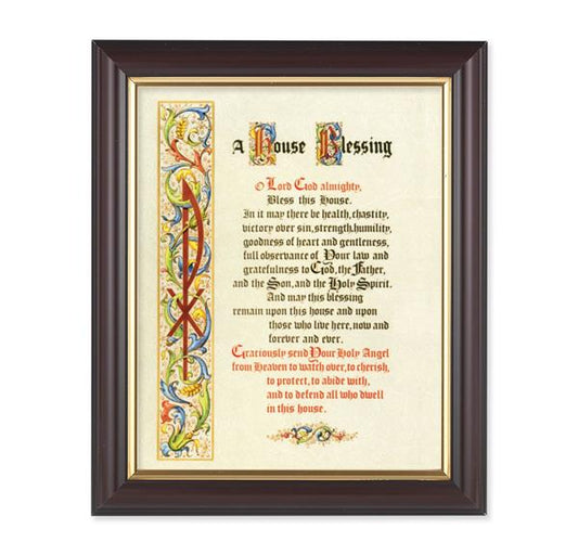 A House Blessing, 10"x12", Classic Fluted Walnut Finished Frame, Italian Print Under Glass # 26310