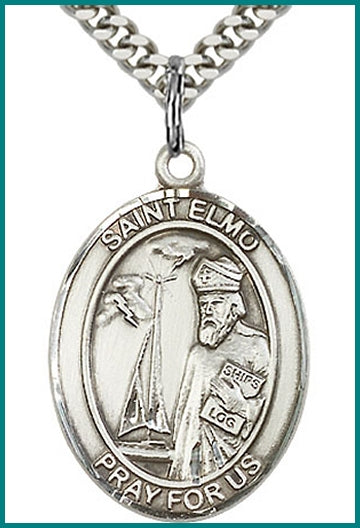 St. Elmo Medal, Sterling Silver, 1"x3/4", Your choice of chain, # 26312