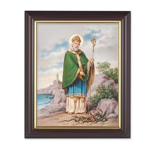 St. Patrick, 10"x12", Classic Fluted Walnut Finished Frame, Italian Print Under Glass # 26326