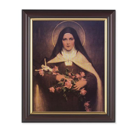 Chambers: St. Therese of Lisieux, 10"x12", Classic Fluted Walnut Finished Frame, Italian Print Under Glass # 26351