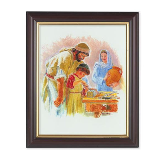 Hook: Jesus The Carpenter, 10"x12", Classic Fluted Walnut Finished Frame, Italian Print Under Glass # 26358