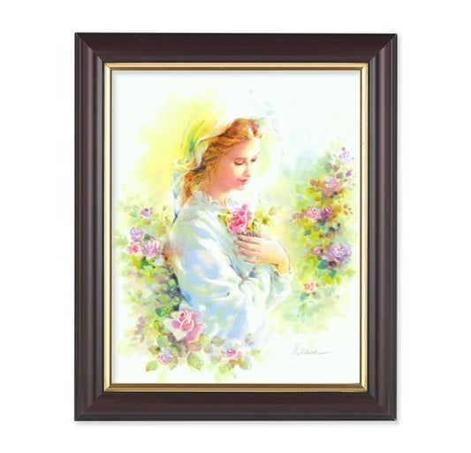 Blanc: Mystical Rose Picture, 10"x12", Classic Fluted Walnut Finished Frame, Italian Print Under Glass # 26372