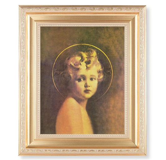 Chambers: Light of The World, 11.5"x13.5" Satin Gold Frame, Distressed Finish with Scrollwork, Italian Print Under Glass # 26387