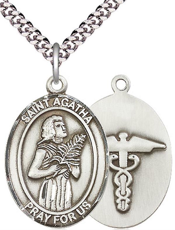 St. Agatha Nurses Medal, Fine Pewter, 3/4" tall, Your Choice of Chain, # 2646