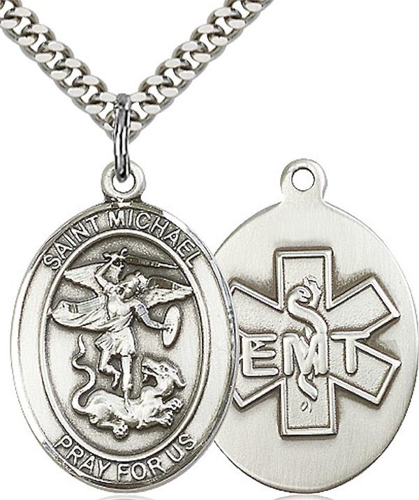 St. Michael EMT Medal, Fine Pewter, 1" tall, Your Choice of Chain, # 2651