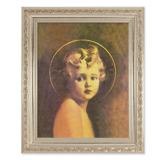 Chambers: Light of The World, 10"x12" Antique Silver & Carved Scrollwork Frame, Italian Print Under Glass # 26755