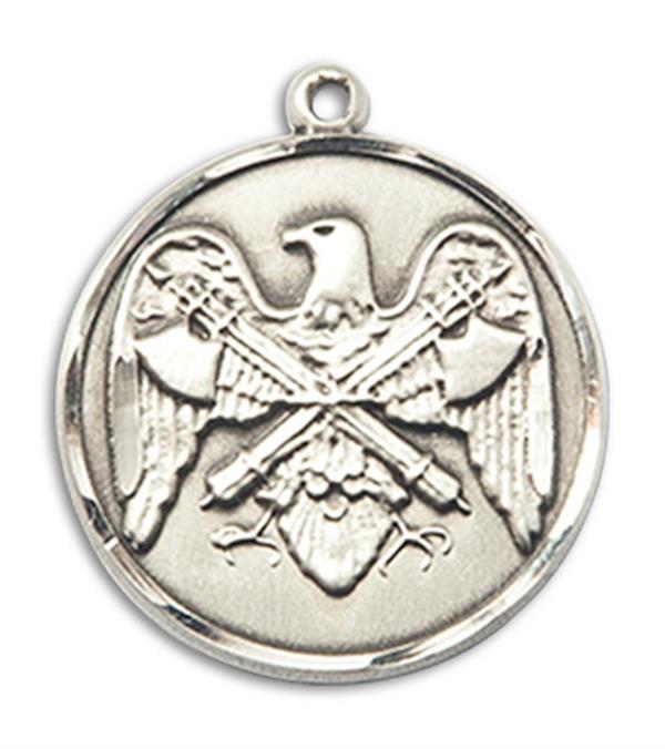National Guard Medal, Fine Pewter, 3/4" dia, Your Choice of Chain, # 2693