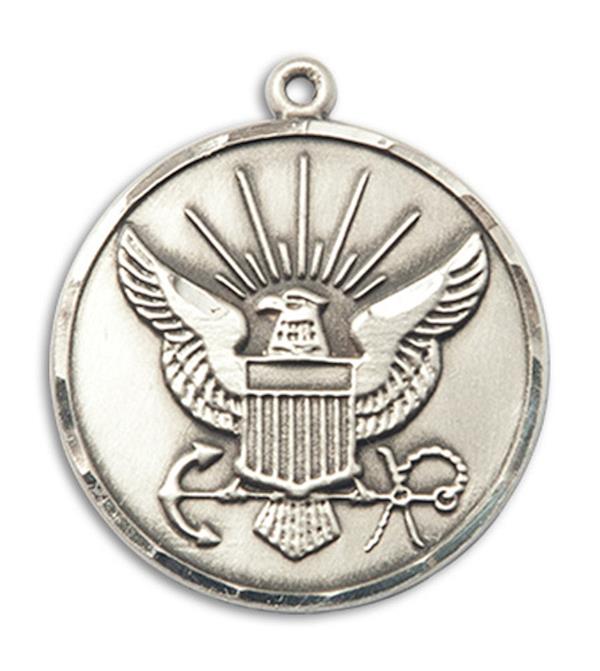 Navy Medal, Fine Pewter, 15/16" dia, Your Choice of Chain, # 2686