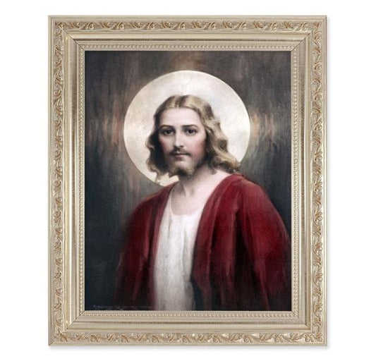 Chambers: Confide in Me, 10"x12" Antique Silver & Carved Scrollwork Frame, Italian Print Under Glass # 26872