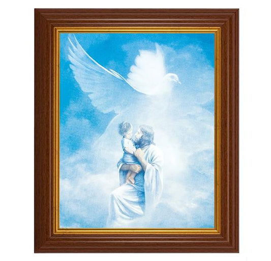 Christ Welcoming Child, 10.5"x12.5" Walnut Finished Fluted Frame, Gold Beaded Lip, Italian Print # 26971