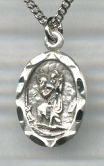St. Christopher Sterling Medal, 1/2" x 11/16", Your Choice of Chain, # 26