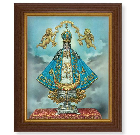 Virgen de San Juan, 10.5"x12.5" Walnut Finished Fluted Frame, Gold Beaded Lip, Italian Print # 27022
