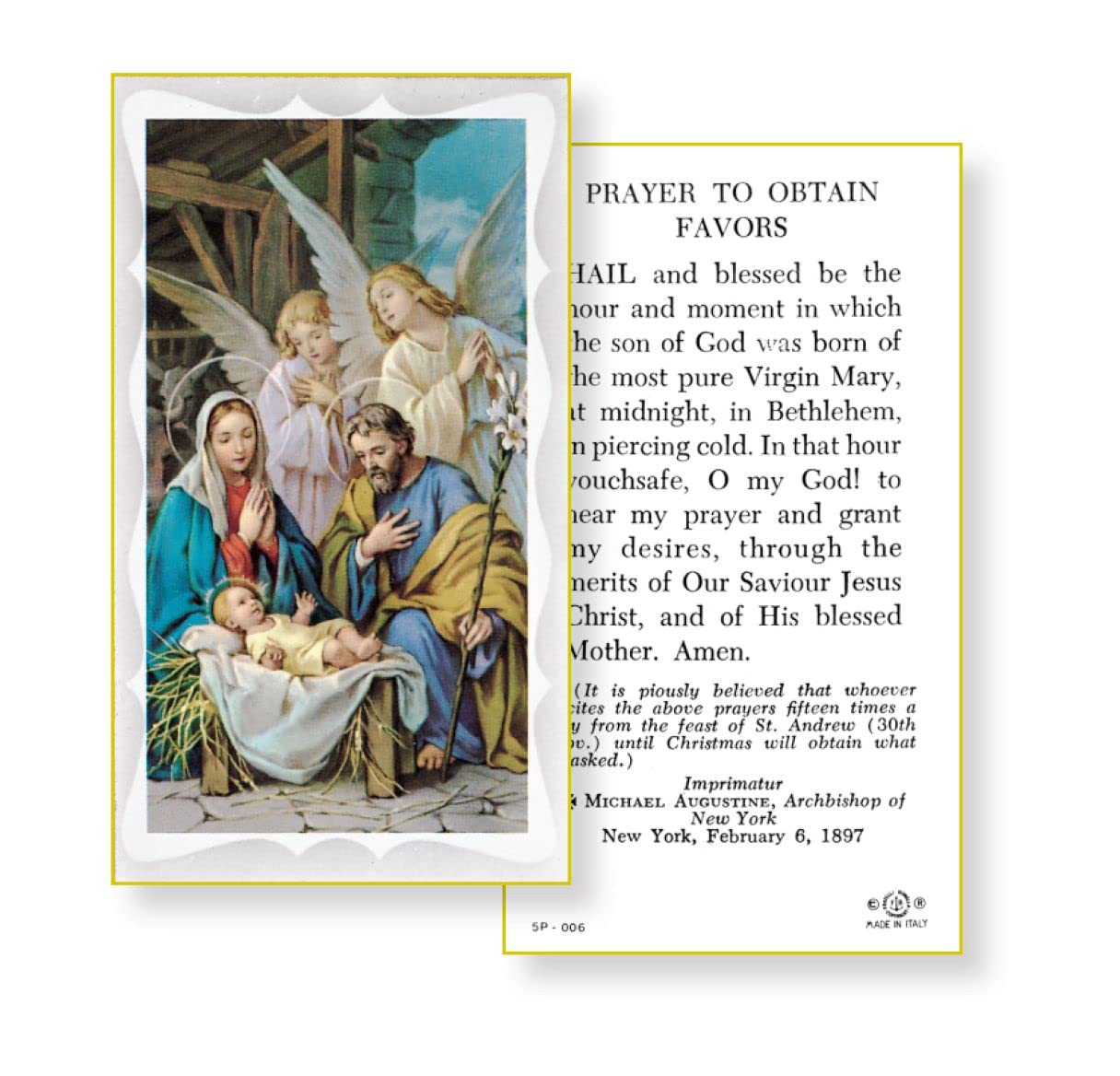 Chirstmas Prayer to Obtain Favors Paper Holy Cards, 2"x4", 100-pack, # 5773