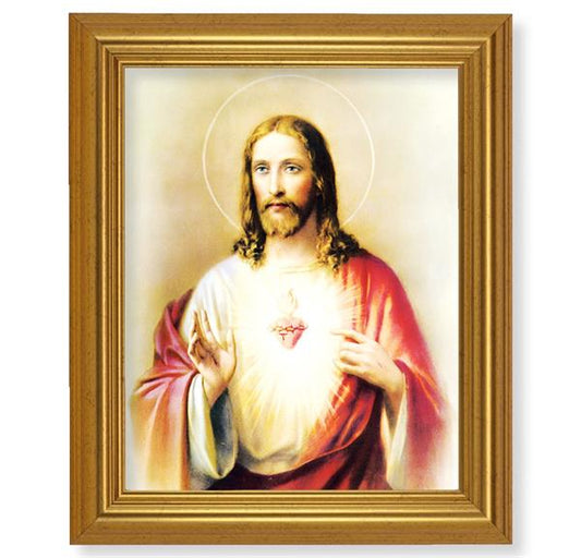Sacred Heart of Jesus, 10"x12" Gold-Leaf Finished Classic Frame, Italian Print on Artboard # 27150