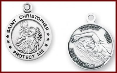 Sterling 7/8" St. Christopher Sport with Your Choice of Chain, Swimming, # 27164