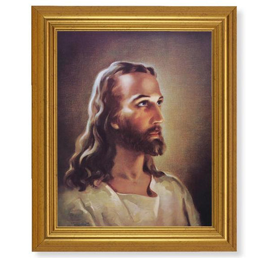 Sallman: Head of Christ, 10"x12" Gold-Leaf Finished Classic Frame, Italian Print on Artboard # 27170