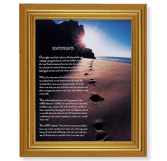 Footprints, 10"x12" Gold-Leaf Finished Classic Frame, Italian Print on Artboard # 27173