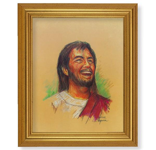 Segura: Laughing Jesus, 10"x12" Gold-Leaf Finished Classic Frame, Italian Print on Artboard # 27177