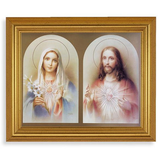 The Sacred Hearts, 10"x12" Gold-Leaf Finished Classic Frame, Italian Print on Artboard # 27181