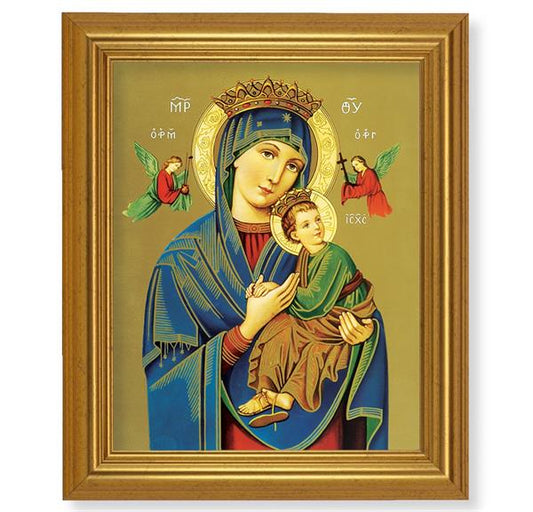 Our Lady of Perpetual Help, 10"x12" Gold-Leaf Finished Classic Frame, Italian Print on Artboard # 27195