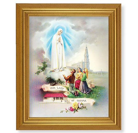 Our Lady of Fatima, 10"x12" Gold-Leaf Finished Classic Frame, Italian Print on Artboard # 27212