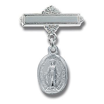 Sterling Silver Miraculous Baby Pin, 1" overall, # 27228