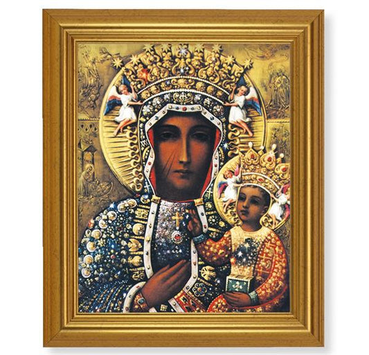 Our Lady of Czestochowa, 10"x12" Gold-Leaf Finished Classic Frame, Italian Print on Artboard # 27237