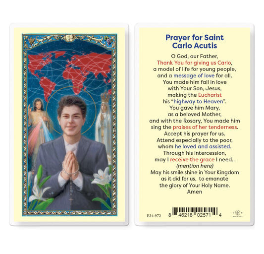 Prayer for Carlos Acutis Laminated Cards, 25-Count Value Pack