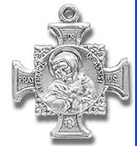 Sterling Silver St. Francis Medal, 7/8", Your choice of chain, # 27240
