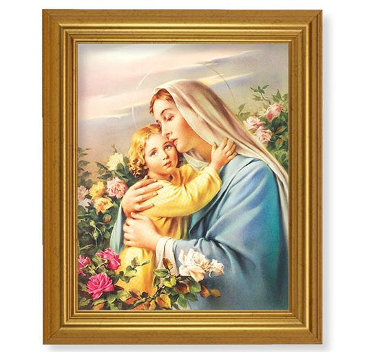 Madonna and Child, 10"x12" Gold-Leaf Finished Classic Frame, Italian Print on Artboard # 27241