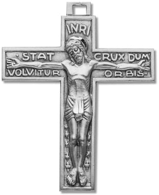 Sterling Silver 1-5/8" overall, Latin Crucifix, Your choice of chain, # 27276