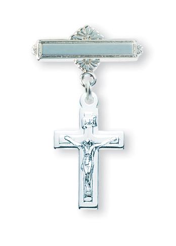 Sterling Silver Crucifix Baby Pin, 13/16" overall, # 27283