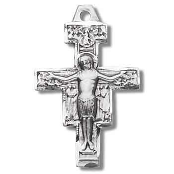 Sterling Silver San Damiano Cross, 1-1/4" overall, Your choice of chain, # 27284