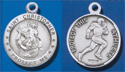 Sterling 7/8" St. Christopher Sport with Your Choice of Chain, Football, # 27295