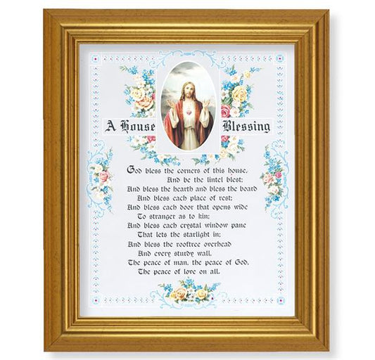 A House Blessing, 10"x12" Gold-Leaf Finished Classic Frame, Italian Print on Artboard # 27312