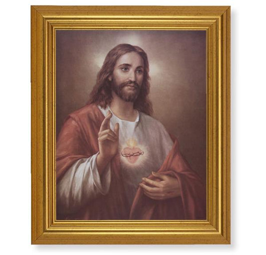 La Fuente: Sacred Heart of Jesus, 10"x12" Gold-Leaf Finished Classic Frame, Italian Print on Artboard # 27320