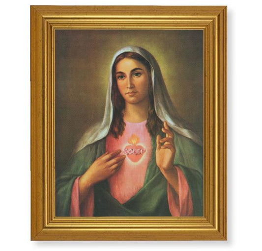 La Fuente: Immaculate Heart of Mary, 10"x12" Gold-Leaf Finished Classic Frame, Italian Print on Artboard # 27321
