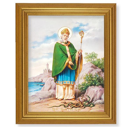 St. Patrick, 10"x12" Gold-Leaf Finished Classic Frame, Italian Print on Artboard # 27330