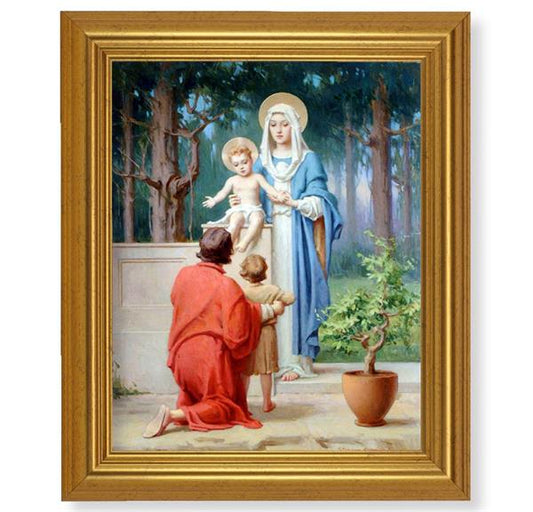 Chambers: The Holy Family with John The Baptist, 10"x12" Gold-Leaf Finished Classic Frame, Italian Print on Artboard # 27348