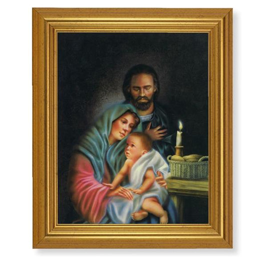 Holy Family Print, 10"x12" Gold-Leaf Finished Classic Frame, Italian Print on Artboard # 27371
